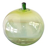 Orrefors Expo by Ingeborg Lundin "apple" glass green vase.