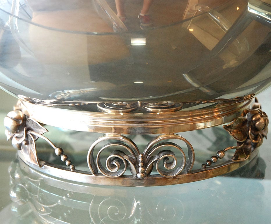 Mid-20th Century La Paglia sterling large punch bowl in Georg Jensen style.