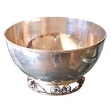 Vintage La Paglia sterling large punch bowl in Georg Jensen style.