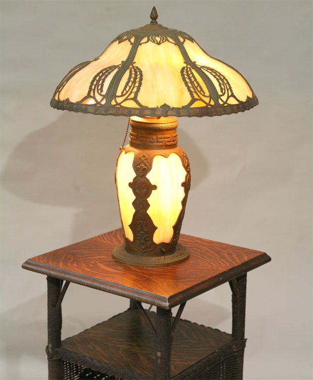 American Slag Glass Table Lamp