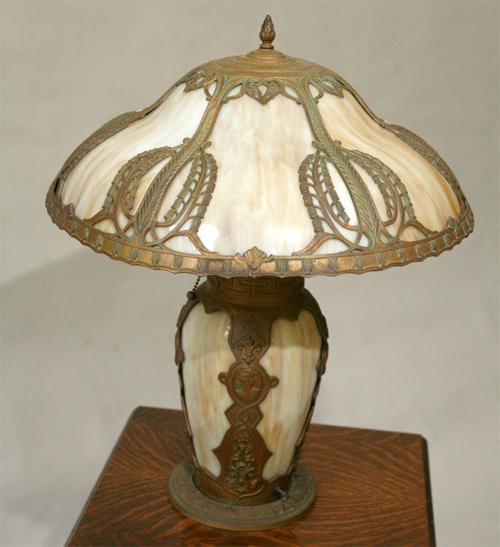 20th Century Slag Glass Table Lamp