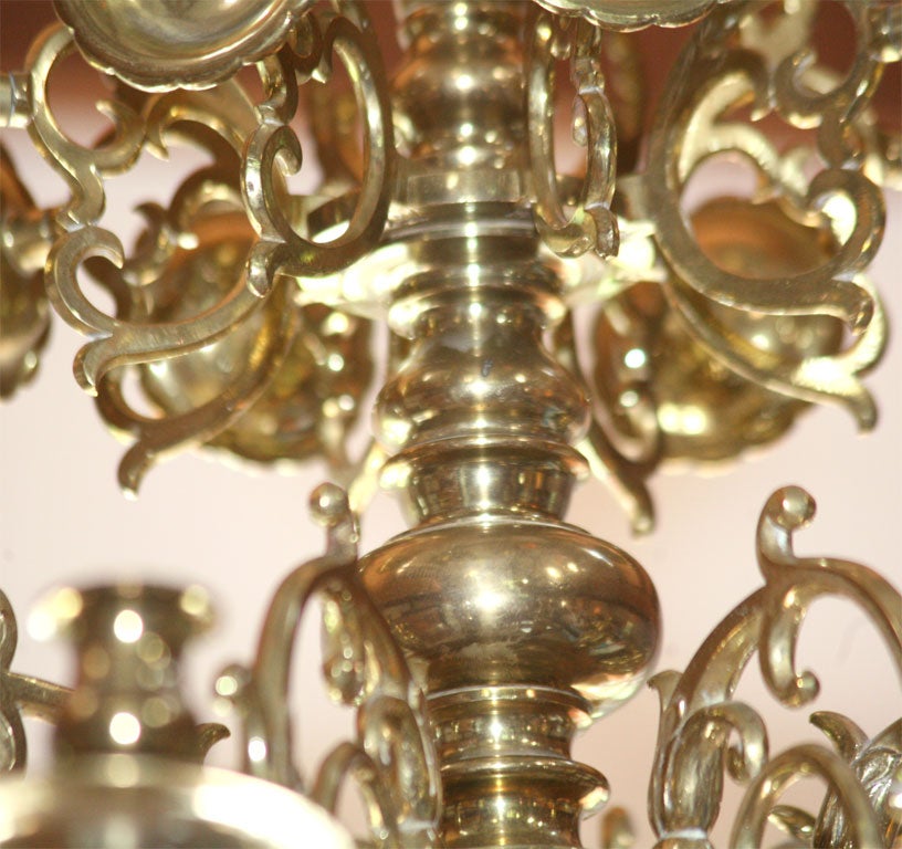 Turned Baroque Style Brass Chandelier
