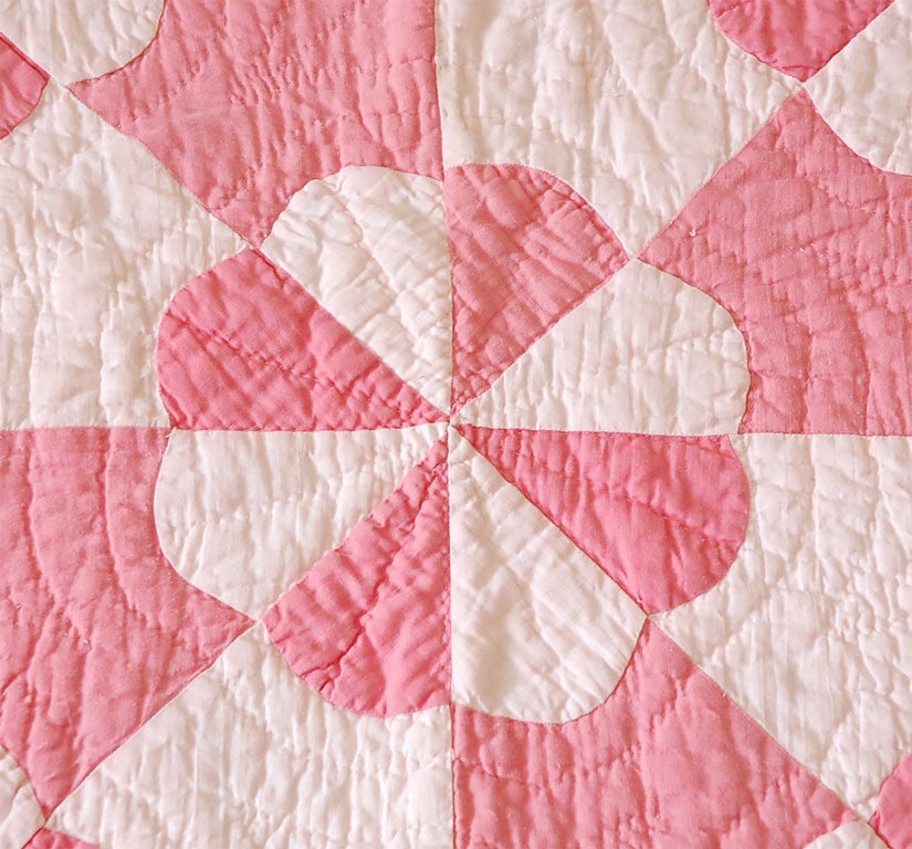 1930'S PINK&WHITE GEOMETRIC-ROB PETER TO PAY PAUL QUILT 1