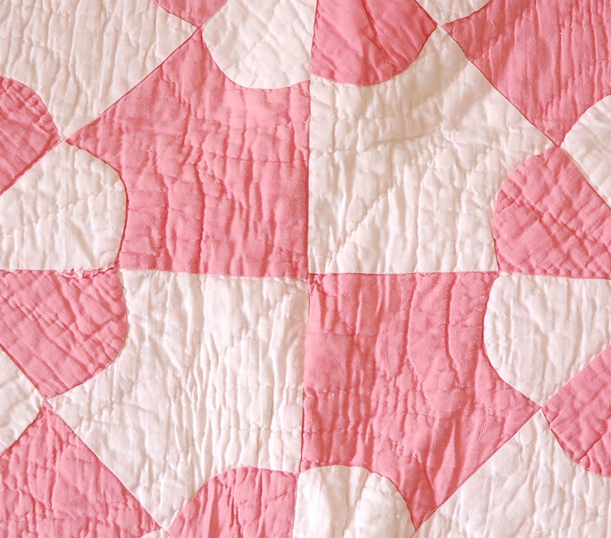 1930'S PINK&WHITE GEOMETRIC-ROB PETER TO PAY PAUL QUILT 2