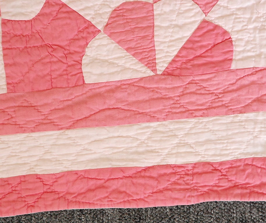 1930'S PINK&WHITE GEOMETRIC-ROB PETER TO PAY PAUL QUILT 4