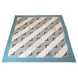 Antique 1900-1920 VARIOUS BLUE&WHITE CHECKS LOG CABIN/COURT HOUSE STEPS