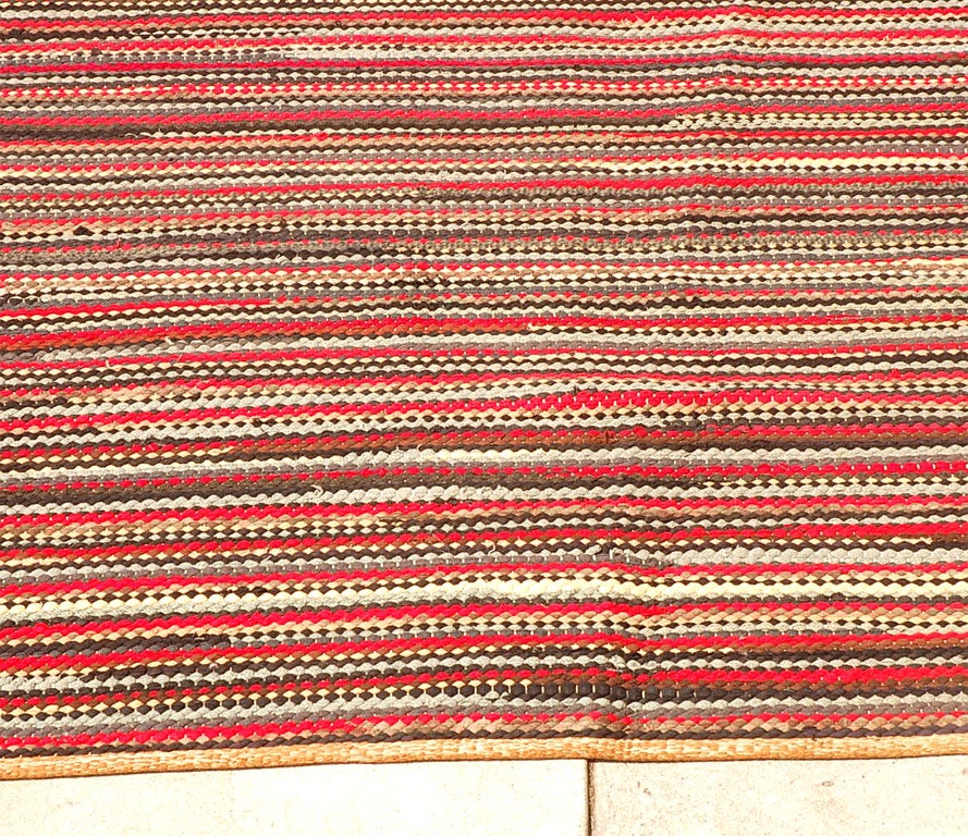 RARE SQUARE BRAIDED RUG FROM NEW ENGLAND-(RED,GREY.BLACK ) at 1stdibs