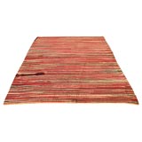 RARE SQUARE  BRAIDED RUG FROM NEW ENGLAND-(RED, GREY.BLACK )