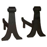Pair of Iron Scroll Top Andirons