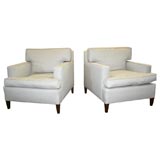 Pair Down Cushion Club Chairs