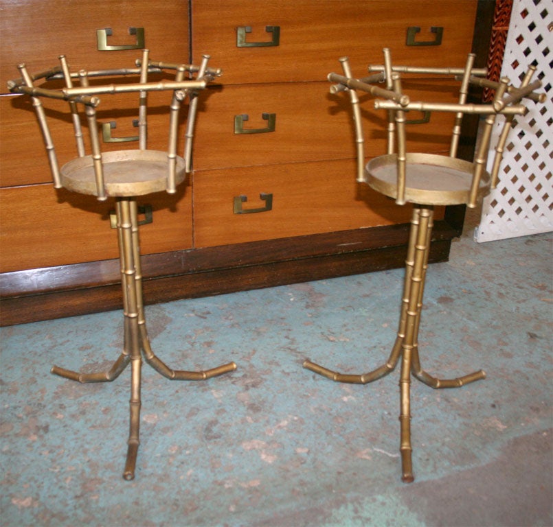 Pair Iron Faux Bamboo Planters
