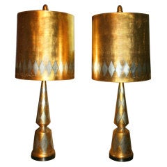 Pair of James Mont Harlequin Lamps
