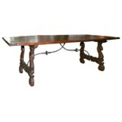 Elegant Chestnut and Forged Iron Refectory Table 3