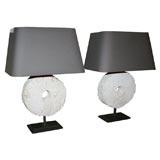 Pair of Carved Coral Lamps