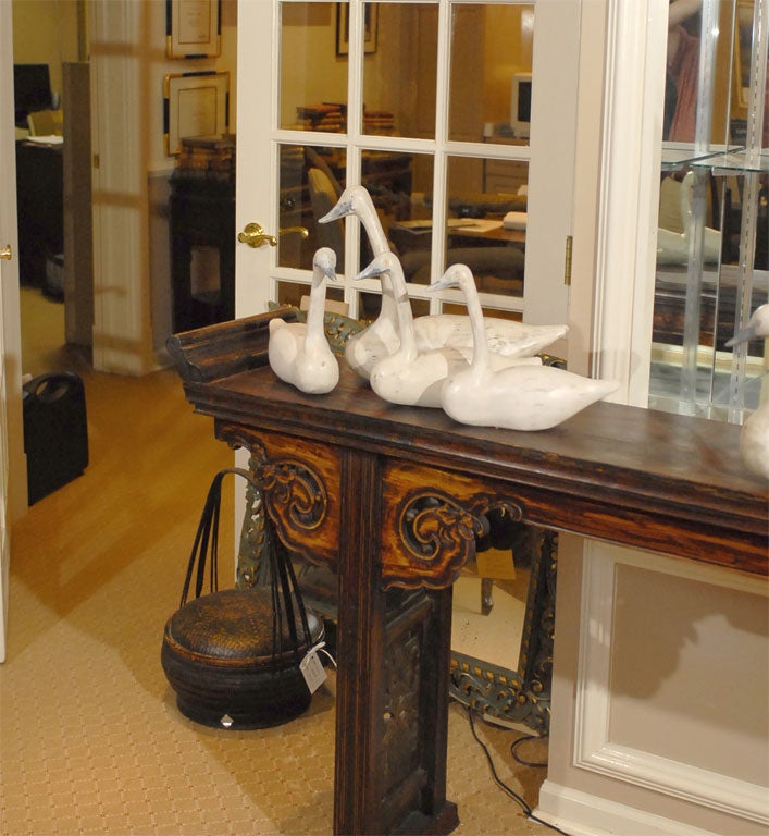 Dutch Set of Hand Carved Primitive Swans