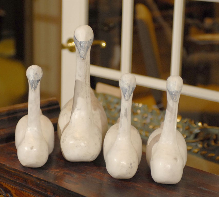 Set of Hand Carved Primitive Swans 2