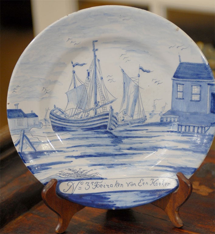 Pair of Nautical Delft Plates In Excellent Condition In Chamblee, GA