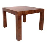 Milo Baughman parsons style checkerboard marquetry game table