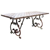 Italian Tile Top Table with Iron Base