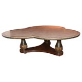 GLAMOROUS CLOVER LEAF SHAPED COFFEE TABLE WITH TRAVETINE TOP