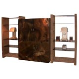 GORGEOUS LACQUERED GOATSKIN AND SUEDE WALL UNIT BY KARL SPRINGER