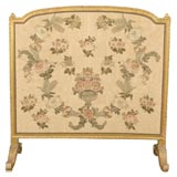 Antique 19th Century French Giltwood and Silk Moire Fire Screen