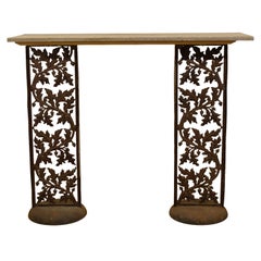 Oak Leaf Iron & Marble Console, Serving Table, or Sofa Table