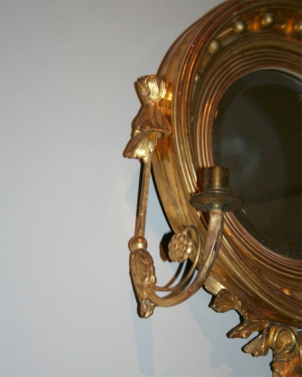 19th Century 18th Century English Round Gilt Mirror For Sale