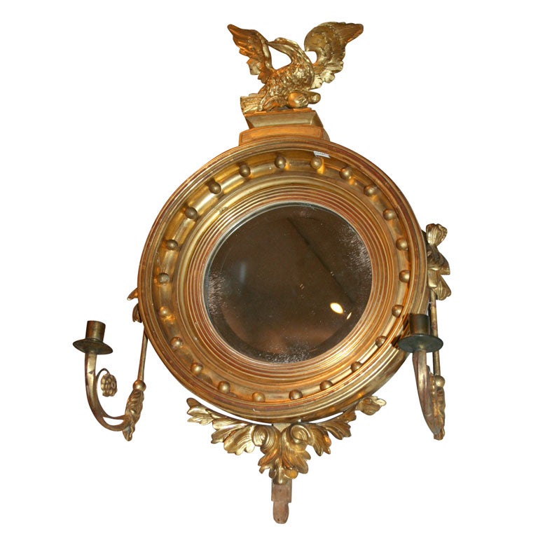 18th Century English Round Gilt Mirror For Sale