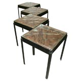 Set of 4 Modernist Glass Brick Tables