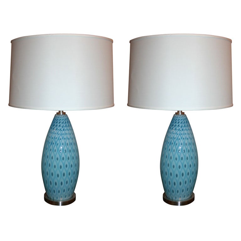 A Pair of Italian Art Glass Table Lamps by Fratelli Toso