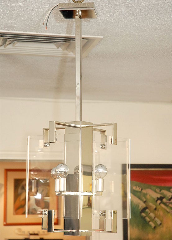 Charles Hollis Jones Square Four Panel Chandelier