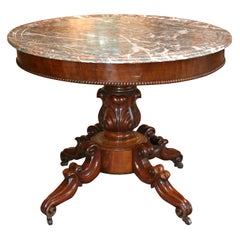 French Mahogany Marble Topped Gueridon