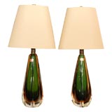 Pair of Seguso Murano Glass Lamps