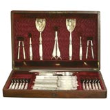 Antique Complete Mother Of Pearl and Silver Boxed Dessert Set