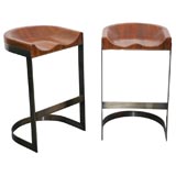 Solid Walnut and Antique Brass Saddle Stool