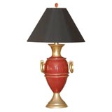 Mid Century red lacquered table lamp