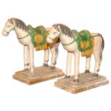 A Pair of Painted Pottery Horses