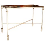 #3821 Painted White Metal Console Table with Mirror Top