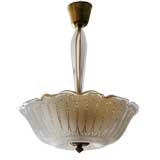 Swedish 1940's double shade chandelier by Orrefors.