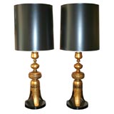 Pair of mid-century, James Mont style gold table lamps