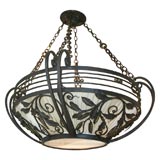 Oval hand wrought iron ceiling light