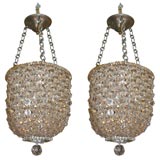 A pair of Bell shaped crystal beaded ceiling fixtures