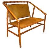 Faux bamboo and leather settee