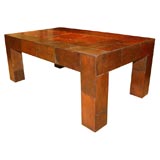 Antique leather tiled cocktail table