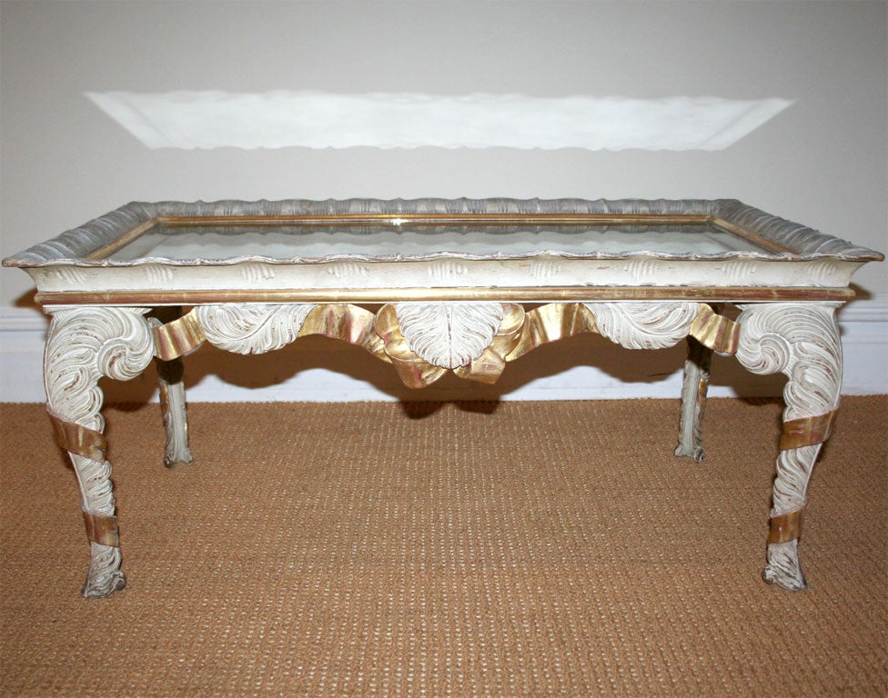 Spectacular Painted and Parcel Gilt Low Table by Maison Jansen