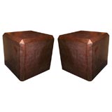 Pair of Cube Table Covered in Embossed Croc by Karl Springer
