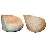 Pair of Large Scale Crescent Lounge Chairs by J. Robert Scott