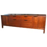 Large Jens Risom walnut credenza with steel levelers