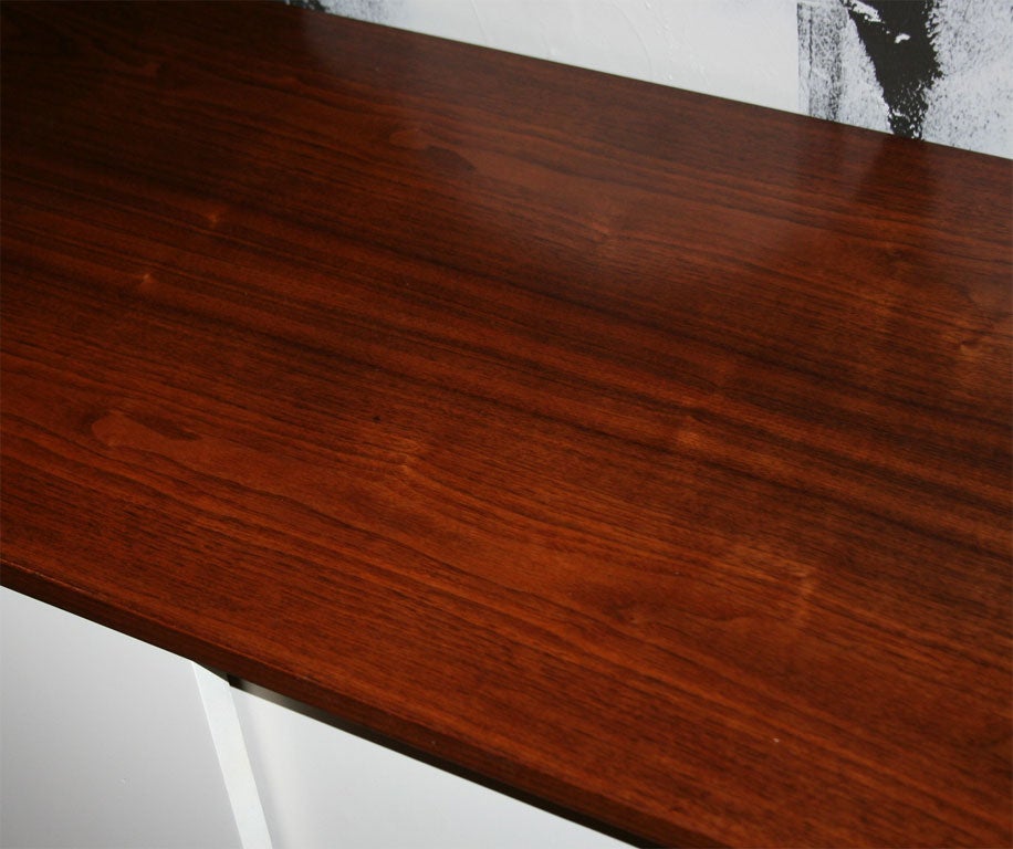 20th Century Knoll walnut credenza with white lacquered sliding doors-1950's